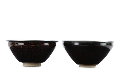 Lot 198 - TWO CHINESE HARE'S FUR TEA BOWLS. Each with a...
