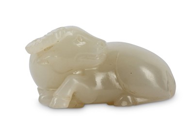 Lot 433 - A CHINESE WHITE JADE 'BUFFALO' CARVING. Qing...