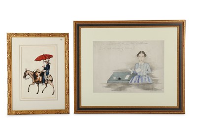 Lot 332 - TWO CHINESE PAINTINGS OF FOREIGNERS. Qing...