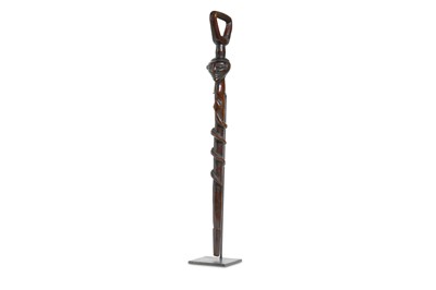 Lot 849 - A MAKONDE WOOD STAFF, TANZANIA With a smooth...