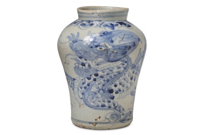 Lot 552 - A BLUE AND WHITE BALUSTER 'DRAGON' VASE. Korea,...