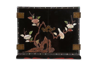 Lot 233 - A CHINESE MINIATURE INLAID LACQUER CABINET....