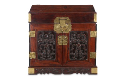 Lot 238 - A CHINESE RECTANGULAR HARDWOOD TABLE-TOP CHEST,...