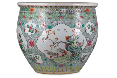 Lot 396 - A MASSIVE CHINESE FAMILLE ROSE FISH BOWL. Qing...
