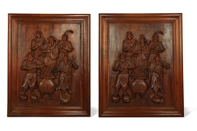 Lot 536 - A NEAR PAIR OF CHINESE WOOD ‘WU YING SHEN...