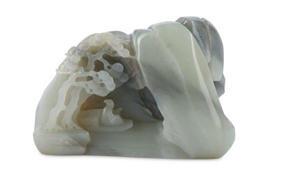 Lot 440 - A CHINESE GREY JADE BOULDER CARVING. Qing...