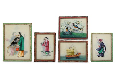 Lot 334 - FIVE SETS OF CHINESE PITH PAINTINGS. Qing...