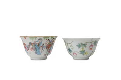 Lot 52 - TWO CHINESE FAMILLE ROSE CUPS. Late Qing...