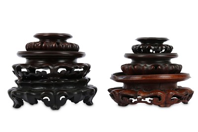 Lot 243 - FIVE CHINESE HONGMU AND ONE HUALI WOOD STAND....