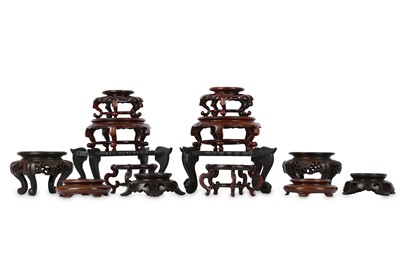 Lot 248 - SEVEN PAIRS OF CHINESE HONGMU AND OTHER...