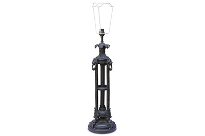 Lot 331 - A Regency style bronze table lamp, with lion...