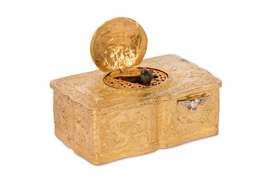 Lot 91 - A 20TH CENTURY GILT METAL SINGING BIRD BOX  in...