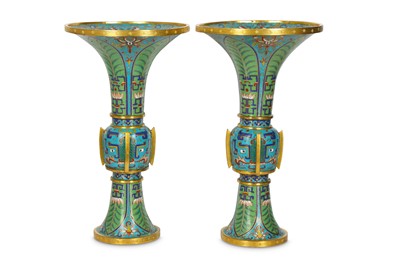 Lot 337 - A PAIR OF CHINESE CLOISONNÉ ENAMEL VASES, GU....