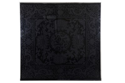 Lot 170 - A CHINESE DARK BLUE VELVET 'DRAGON' SILK PANEL....