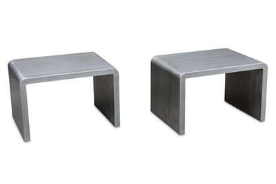Lot 1013 - A pair of modern aluminium low tables of...