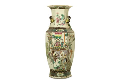 Lot 558 - A LARGE CHINESE FAMILLE ROSE HEXAGONAL VASE....