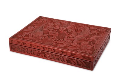 Lot 228 - A CHINESE CINNABAR LACQUER RECTANGULAR...