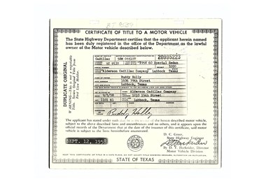 Lot 223 - Holly (Buddy) Carbon copy duplicate of an...