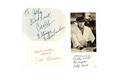 Lot 159 - The Three Stooges Off-white card signed "Best...