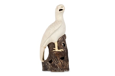 Lot 470 - A MASSIVE CHINESE BISCUIT MODEL OF A PARROT....
