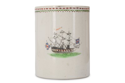 Lot 400 - A CHINESE FAMILLE ROSE 'MAN OF WAR' MUG. Qing...