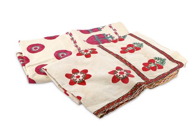 Lot 235 - TWO EMBROIDERED COTTON CHADIR PANELS Possibly...