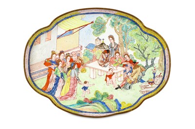 Lot 395 - A CHINESE FAMILLE ROSE CANTON ENAMEL ‘EUROPEAN...