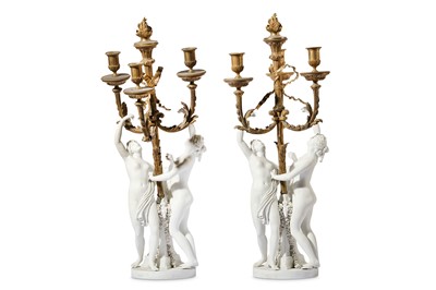 Lot 32 - A PAIR OF 19TH CENTURY SEVRES BISCUIT...