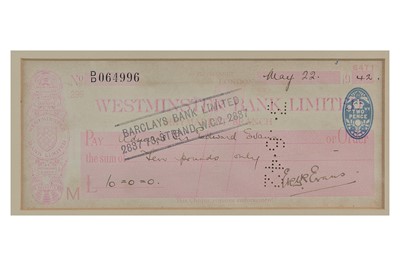 Lot 264 - Evans (Edward, 1st Baron Mountevans) Cheque...