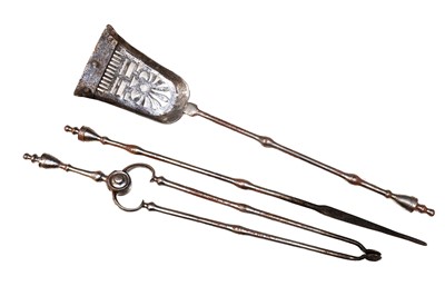 Lot 212 - A set of Georgian steel fire irons including...