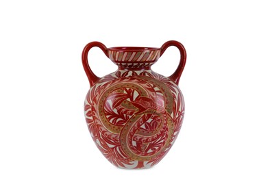 Lot 15 - William de Morgan - A two handled ruby lustre...