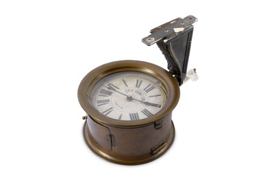 Lot 228 - A French brass case wall clock, circular white...