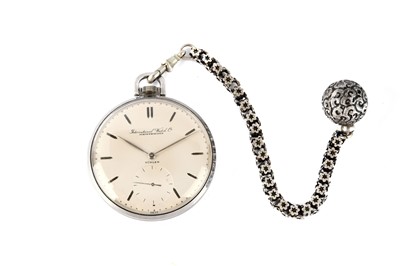 Lot 84 - IWC. AN OPEN FACE STEEL POCKET WATCH Date:...