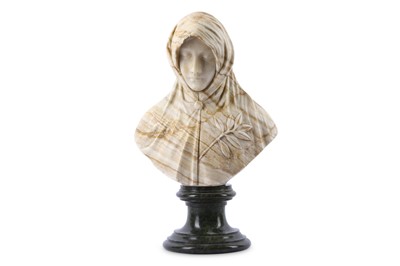 Lot 219 - A 19th Century alabaster bust of a girl...
