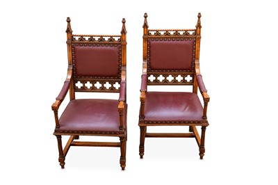Lot 285 - A pair of 19th Century Gothic revival elbow...
