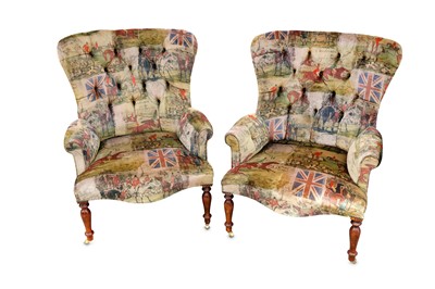 Lot 282 - A pair of Victorian style button back...