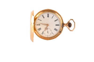 Lot 155 - A Continental 14ct gold full hunter pocket...