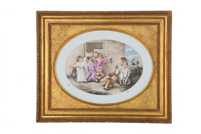 Lot 372 - A PAIR OF CHINESE FAMILLE ROSE OVAL ‘GOING TO...