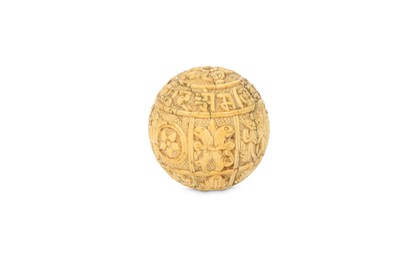 Lot 325 - A TIBETAN IVORY ‘LANÇA’ BALL. Tibet, 19th...