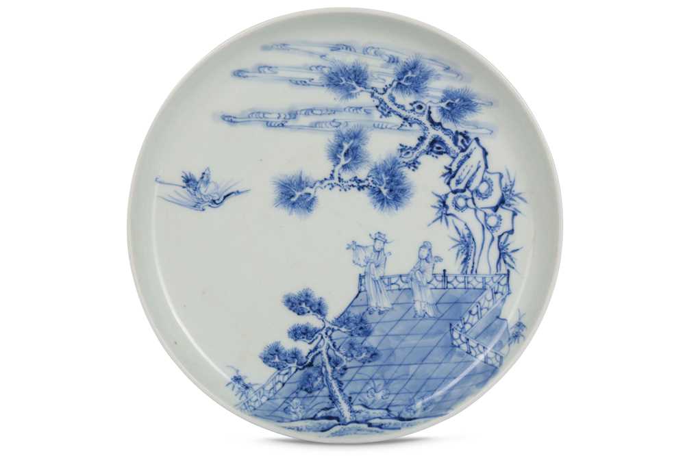 Lot 258 - A CHINESE BLUE AND WHITE ‘SCHOLARS ON A...