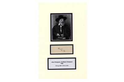 Lot 191 - Tennyson (Alfred) Clipped signature, mounted...