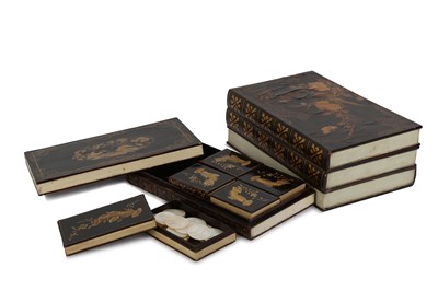 Lot 535 - TWO CHINESE GILT-DECORATED BLACK LACQUER BOXES...