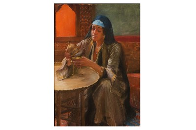 Lot 63 - ALBERTO ROSSI (ITALIAN 1856 - 1936) Girl with...