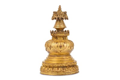 Lot 322 - A GILT BRONZE STUPA. Tibet, 17th/18th Century....