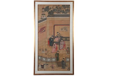 Lot 636 - A LARGE CHINESE PAINTING ON PAPER OF A GROUP...