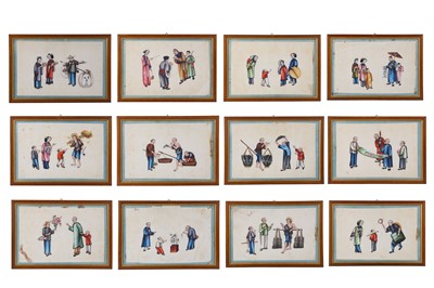 Lot 530 - A SET OF TWELVE CHINESE PITH PAPER PAINTINGS....