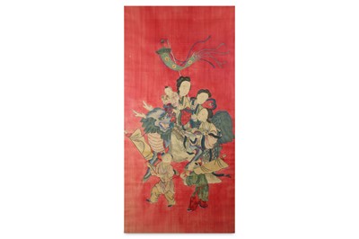 Lot 633 - A LARGE CHINESE PAINTING ON SILK OF A LADY...