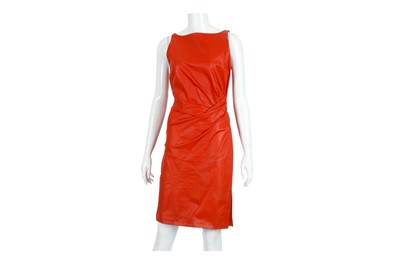 Lot 376 - Valentino Red Leather Dress, sleeveless style...
