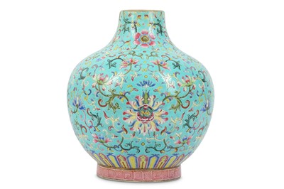 Lot 270 - A CHINESE FAMILLE ROSE TURQUOISE-GROUND...