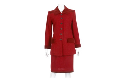Lot 361 - Yves Saint Laurent Red Tweed Skirt Suit, 1970s,...